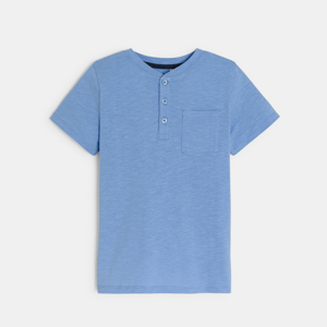 Boy's plain blue Henley-neck T-shirt 1