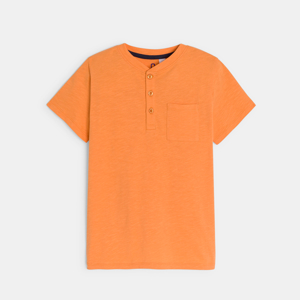 Boy's plain orange Henley-neck T-shirt 1