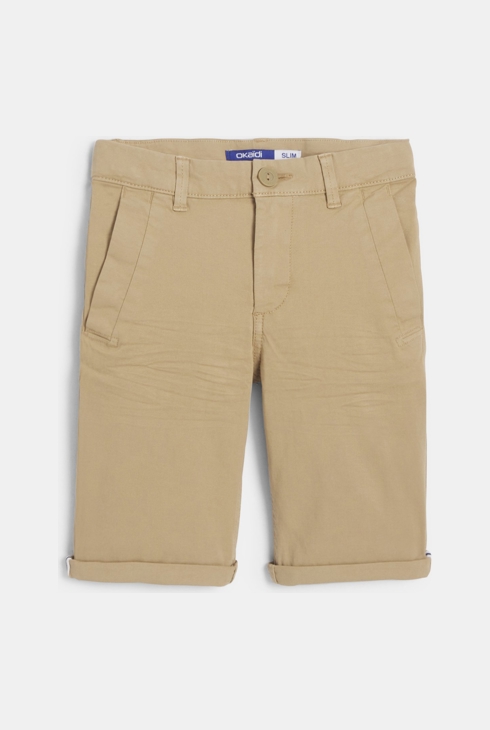 Unifarbene Bermudashorts aus Leinen, Slim Fit Beige Jungen 1