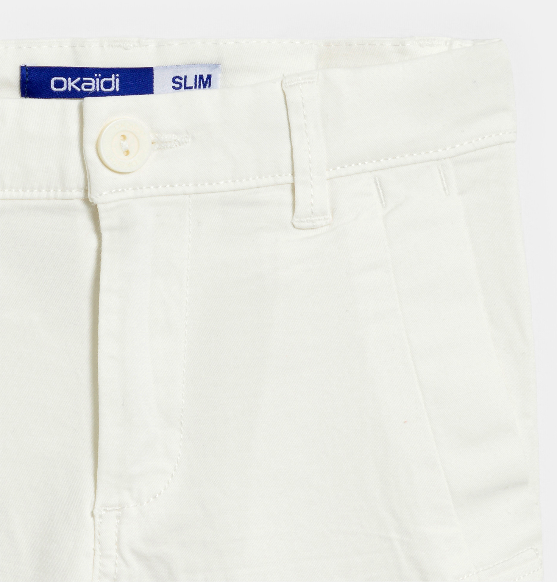 Fantovske bele enobarvne platnene oprijete bermuda hlače 2