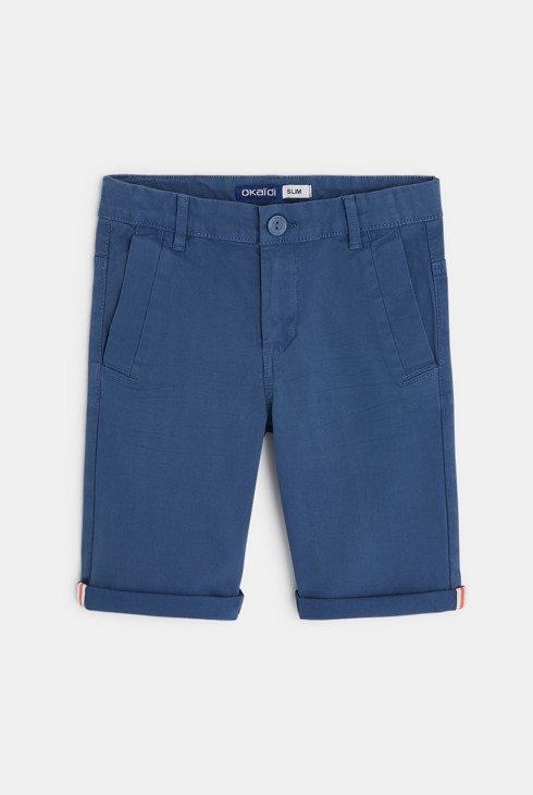 Bermuda slim en toile unie bleu garçon 2