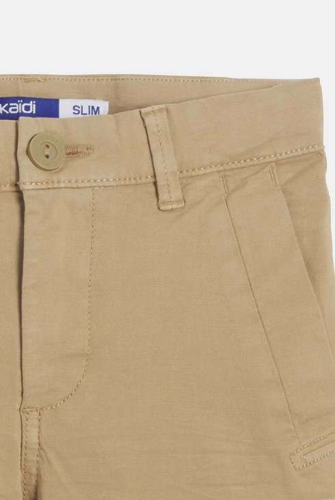 Bermuda slim en toile unie beige garçon 2