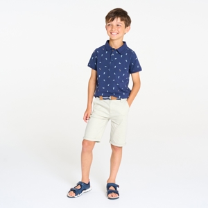 Boy's plain white slim-fit canvas Bermuda shorts 1