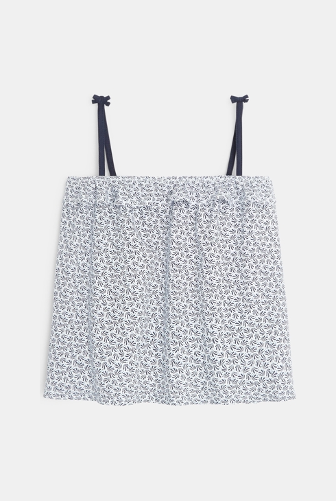 Potiskana majica brez rokavov z volančki modra deklica 1