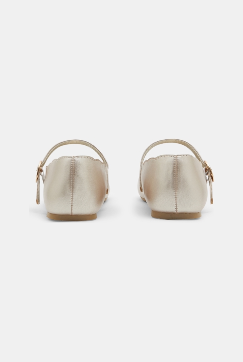 Ballerinas in Metallic-Optik mit Riemchen Weiß Mädchen 2