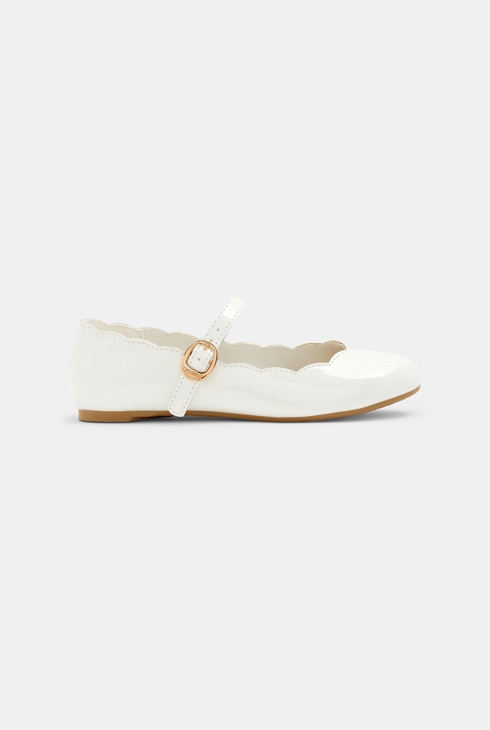 Ballerines métallisées à bride blanc fille 1