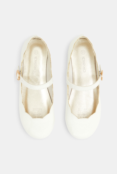 Ballerines métallisées à bride blanc fille 2