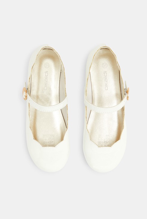 Ballerines métallisées à bride blanches fille 2