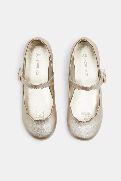 Ballerines métallisées à bride blanches fille 2