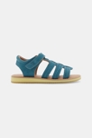 Sandales mix matière cuir à scratch bleues garçon