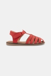 Sandale multibrides cuir à scratch rouges garçon