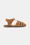 Sandale multibrides cuir à scratch beige garçon