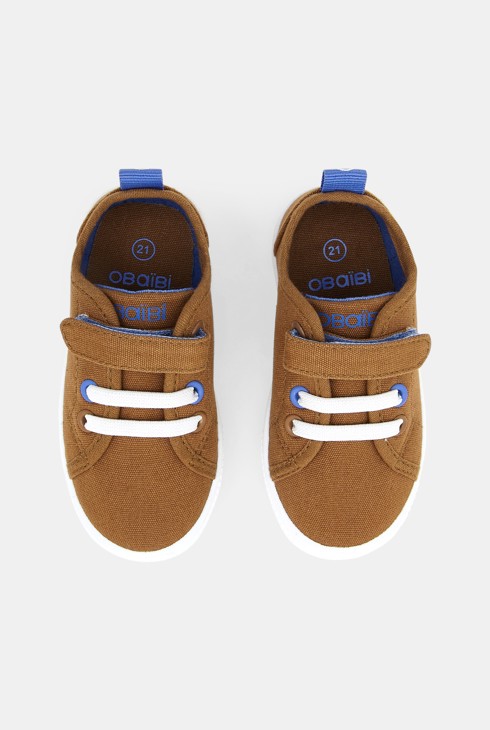 Canvas-Sneaker mit Klettverschuss Beige Baby Jungen 2