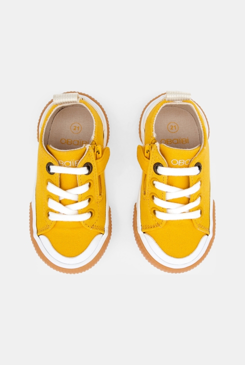 Tennis en toile à lacets jaunes bébé garçon