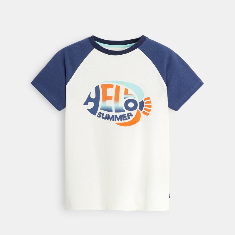 Imagine despre Tricou bicolor cu mesaj Albastru băiat