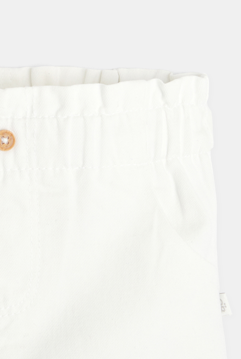 Kratke platnene hlače "paperbag" bela dojenček deklica 2