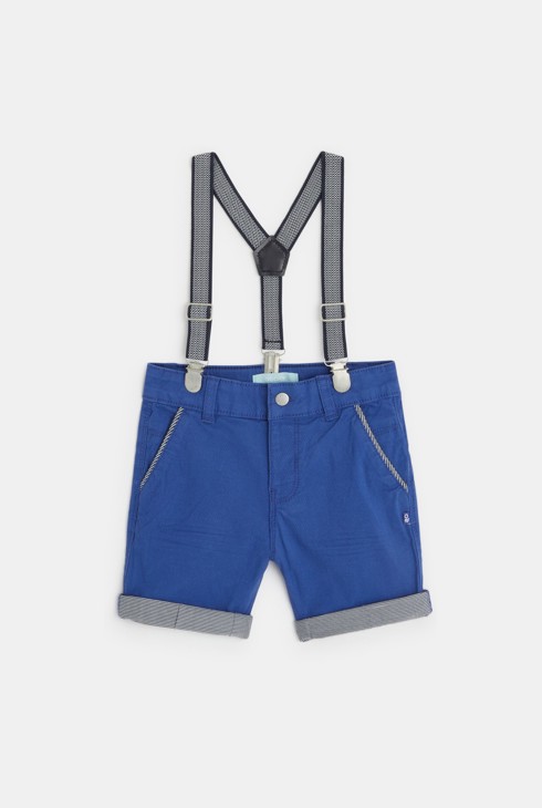 Platnene hlače z naramnicami modra dojenček deček 2