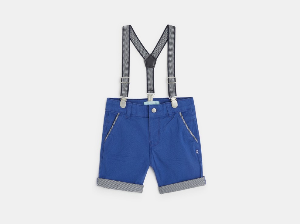 Platnene hlače z naramnicami modra dojenček deček 2
