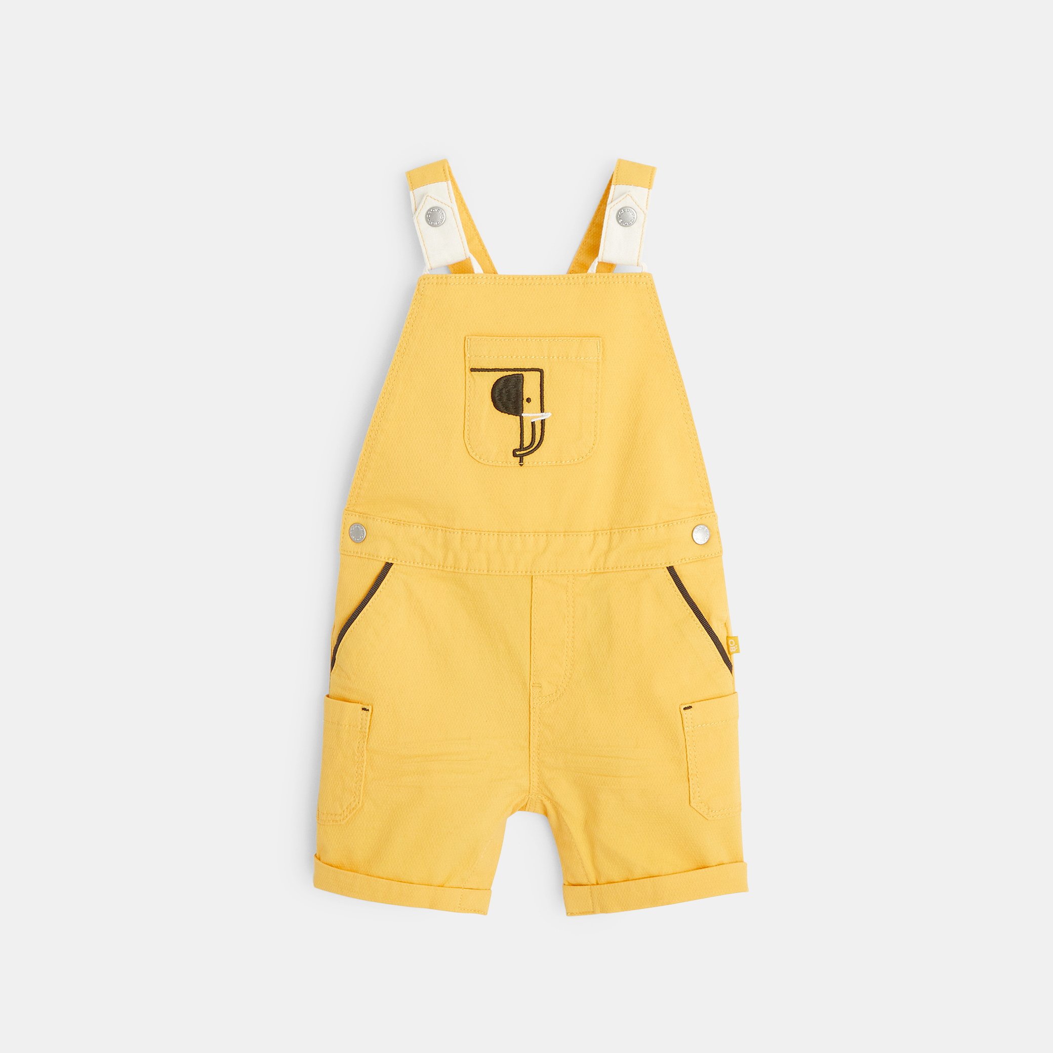 yellow overall shorts