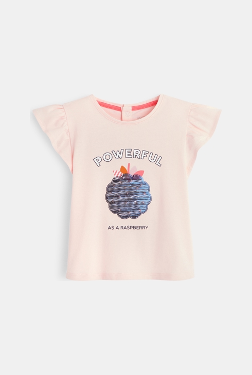 Majica s potiskom sadja in bleščicami rožnata dojenček deklica 1