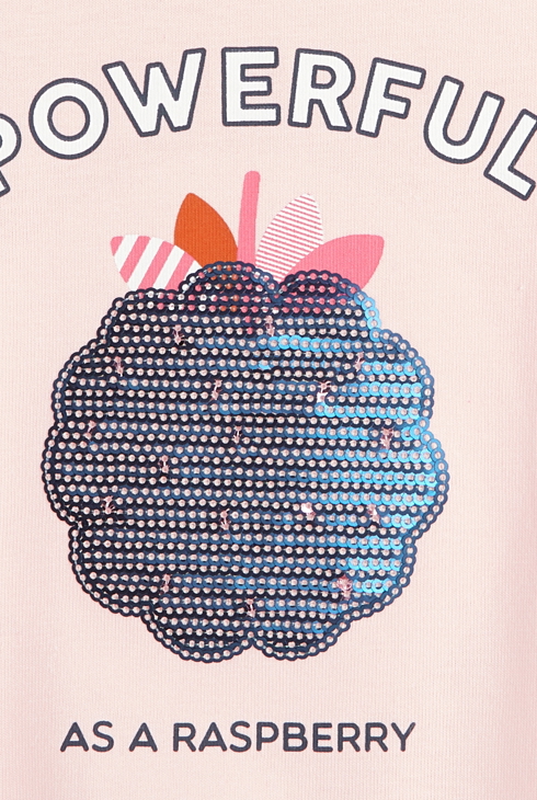 Majica s potiskom sadja in bleščicami rožnata dojenček deklica 2