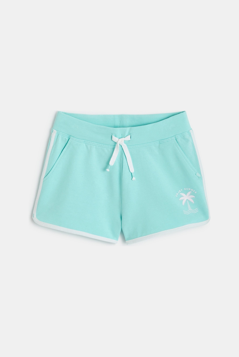 Short uni en jersey bleu fille 1