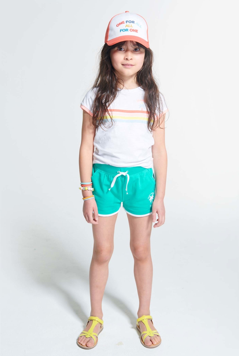 Short uni en jersey vert fille 1