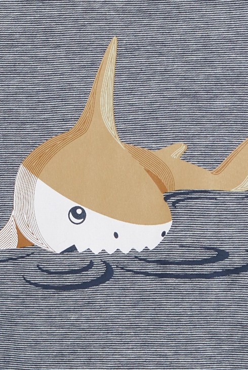 T-shirt fines rayures motif requin bleu bébé garçon 2