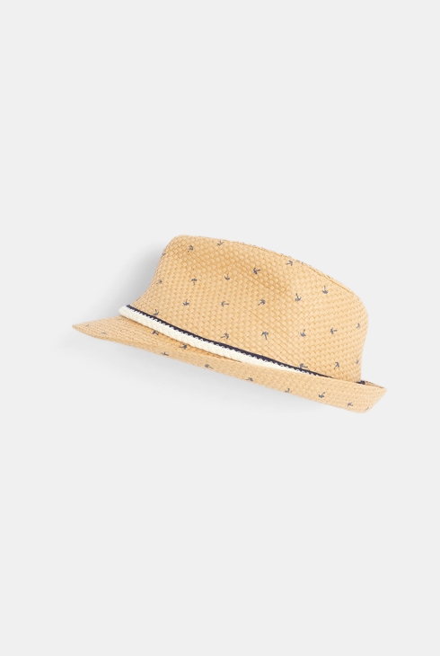 Chapeau de soleil tressé marron garçon 1