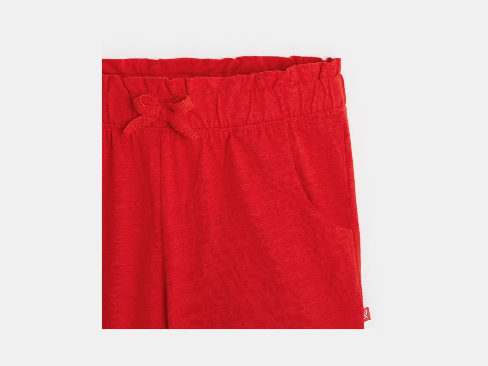 Short en jersey uni rouge fille 2