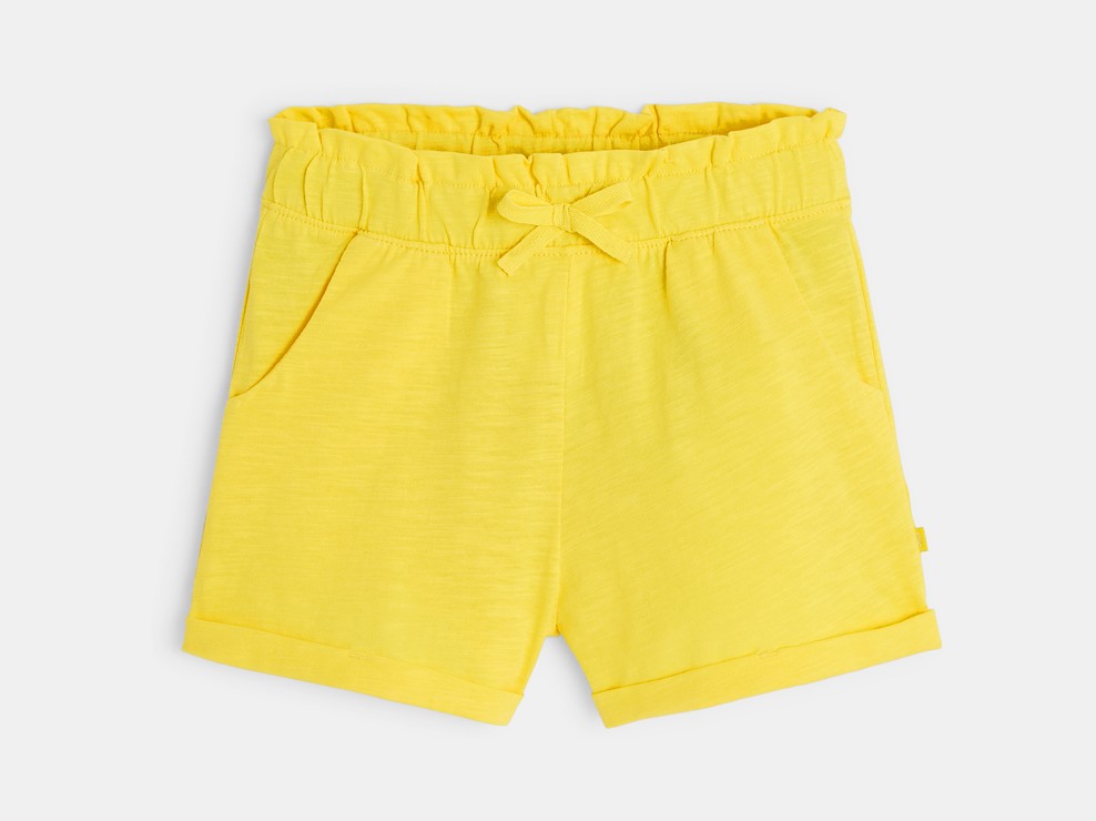 Einfarbige Shorts aus Jersey Gelb Mädchen 1