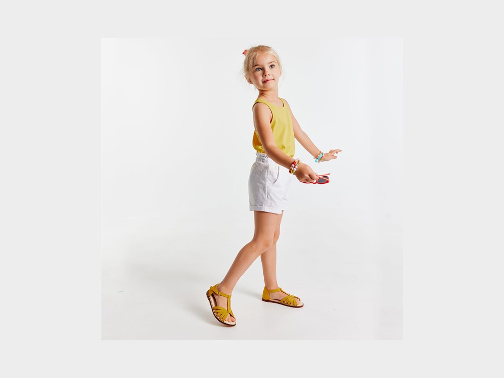 Einfarbige Shorts aus Jersey Weiß Mädchen 1