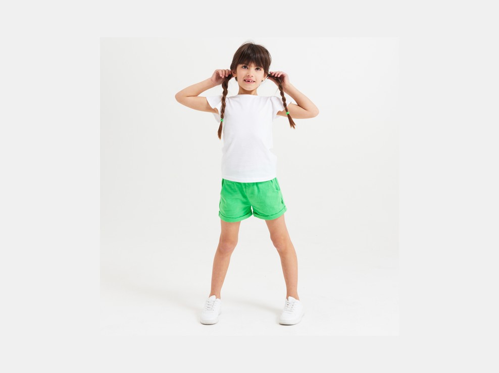 Short en jersey uni vert fille 1