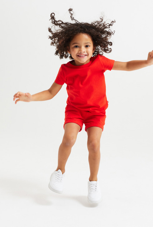 Einfarbige Shorts aus Jersey Rot Mädchen 2