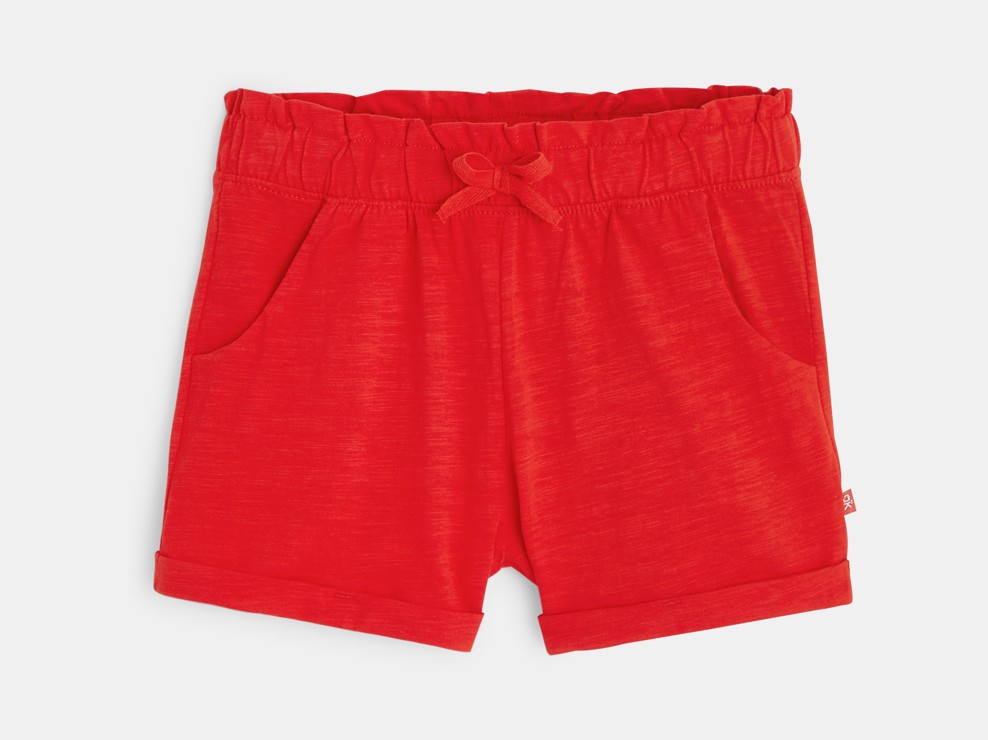 Short en jersey uni rouge fille 1