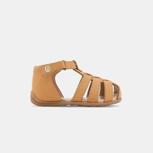 Sandales premiers pas tout cuir beige bébé garçon 1