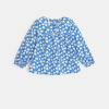 Blouse popeline imprimé fleurs pop bleue bébé fille