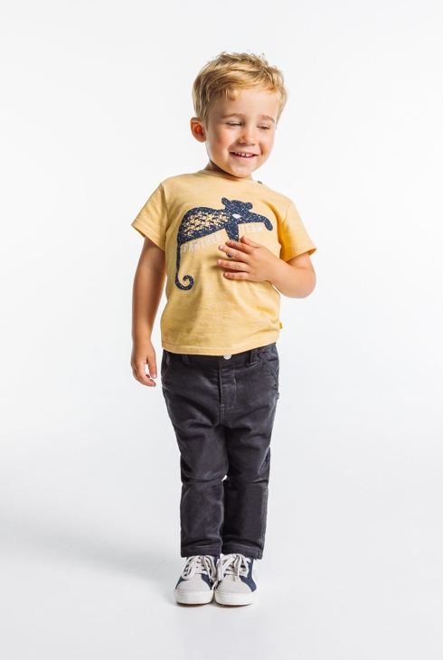 T-shirt fines rayures à motif animal jaune bébé garçon 2