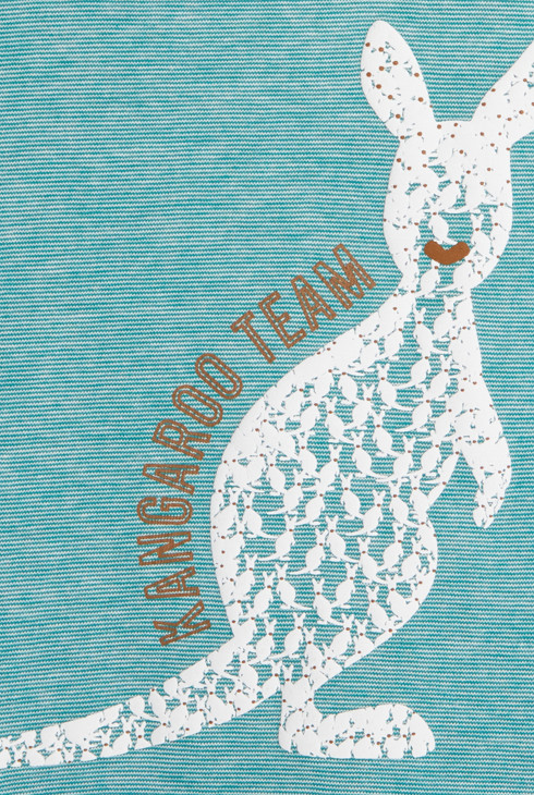 Majica s tankimi črtami in motivom kenguruja zelena dojenček deček 2