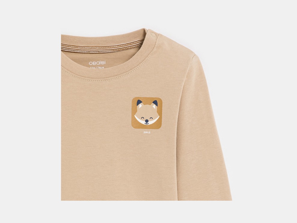 Beiges T-Shirt mit Fuchs Jungen 2