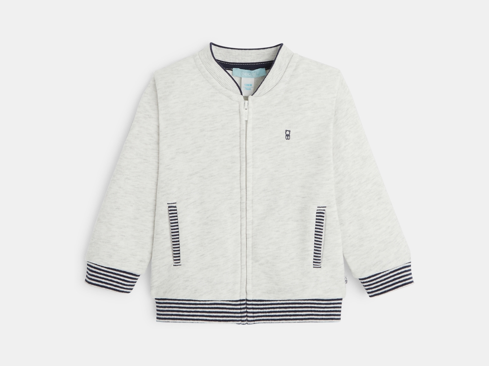 Teddy zippé en molleton doux blanc bébé garçon 1