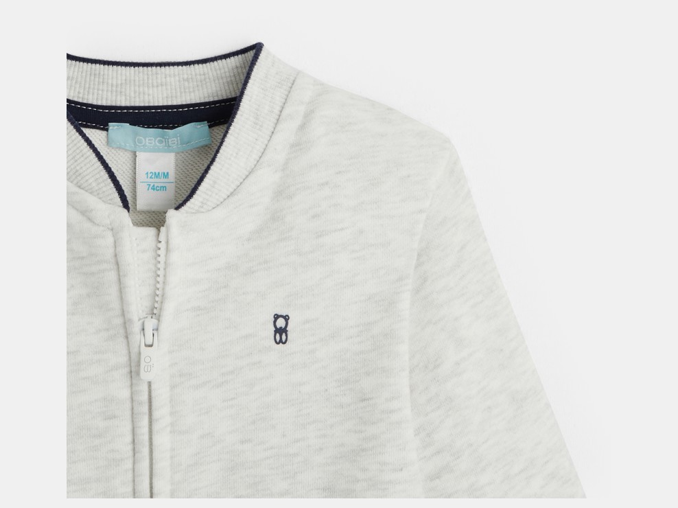 Teddy con zip in morbido tessuto felpato bianco bimbo 2