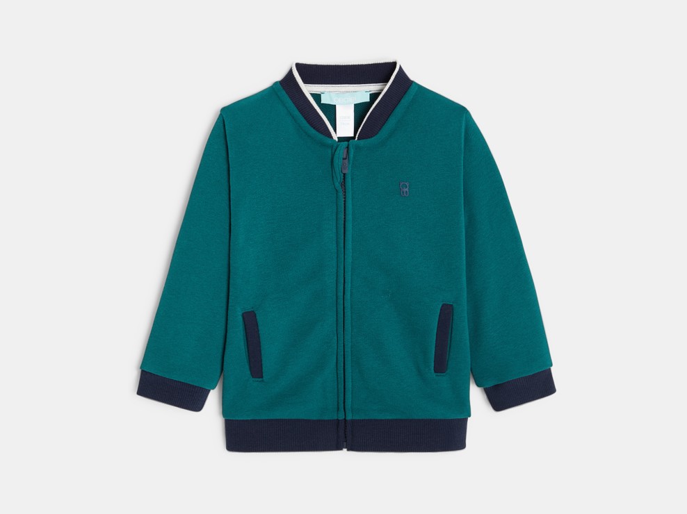 Teddy zippé en molleton doux vert bébé garçon 1