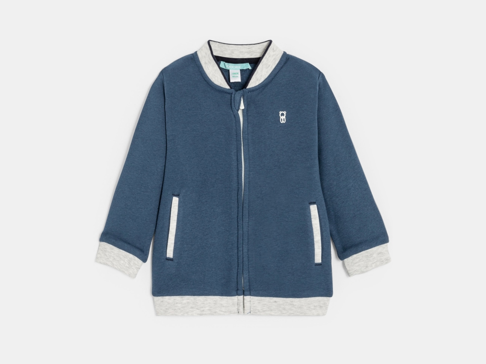 Chaqueta teddy con cremallera de muletón suave azul de bebé niño 1