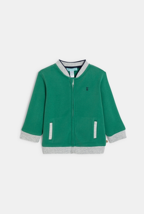 Chaqueta teddy con cremallera de muletón suave verde bebé niño 1
