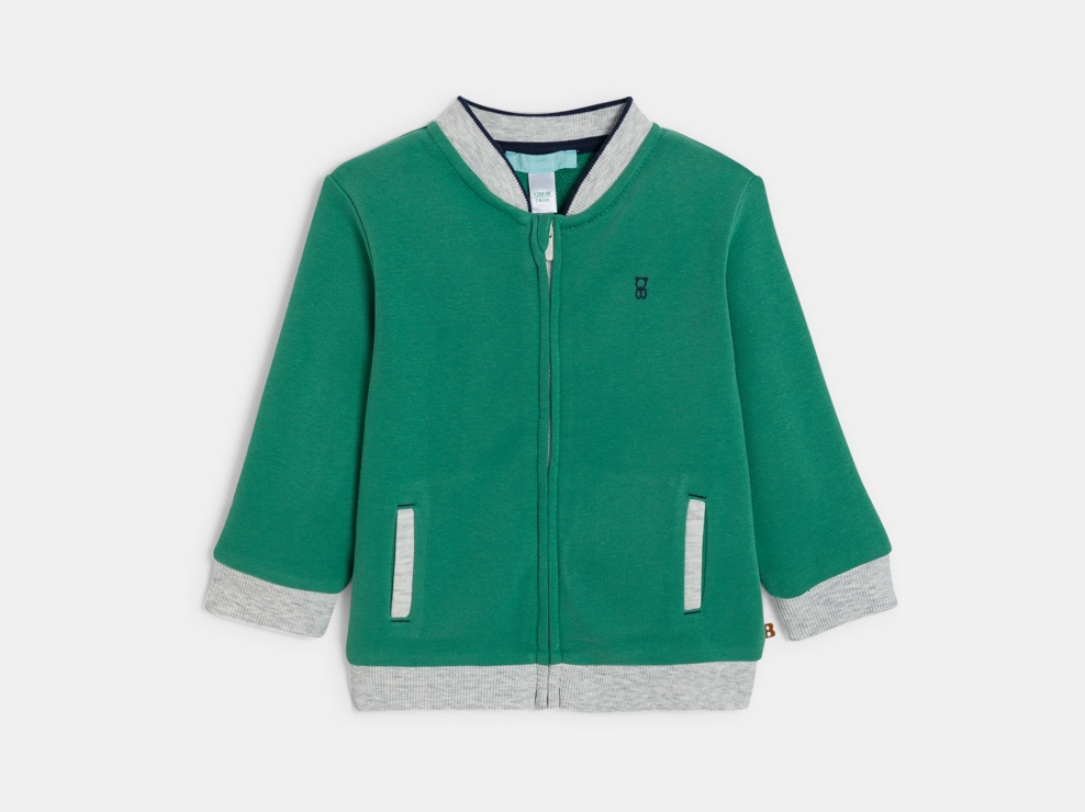 Collegejacke Reißverschluss weicher Molton grün Kleinkind Junge 1