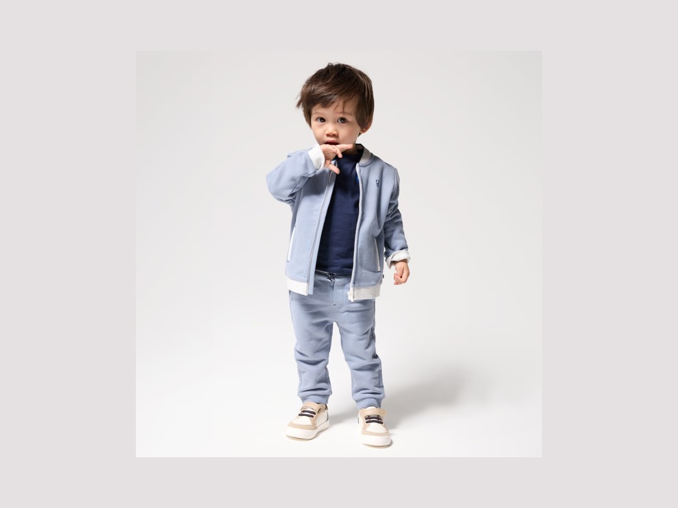 Chaqueta teddy con cremallera de muletón suave azul bebé niño 1