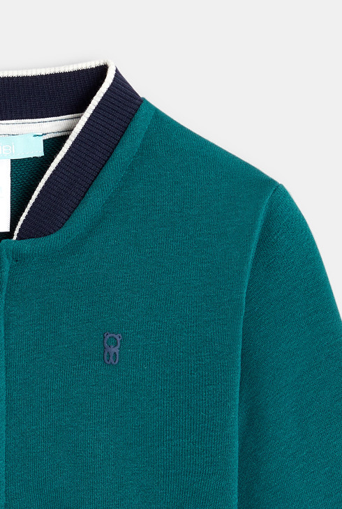 Bluza bomberka z miękkiej dzianiny zapinana na suwak zielony niemowlę chłopiec 2