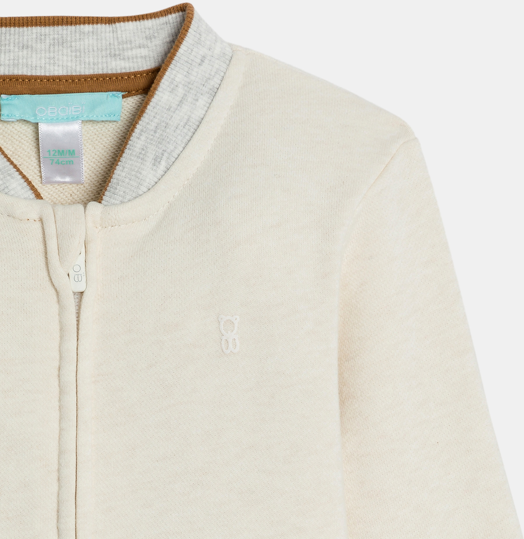 Teddy zippé en molleton doux crème bébé garçon 2