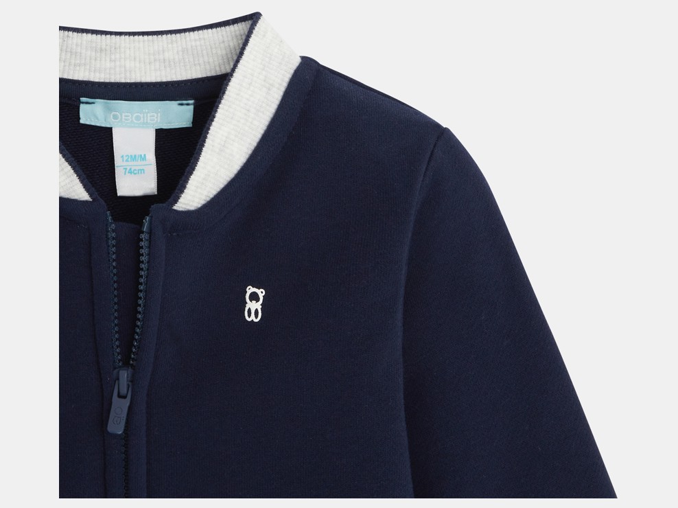 Teddy zippé en molleton doux bleu bébé garçon 2